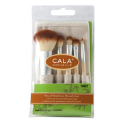 Cala Bamboo Brush Set with Fabric Pouch 5 Piece Travel Size