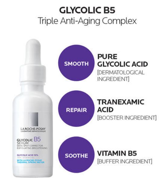 La Roche-Posay Glycolic B5 Serum Dark Spot Corrector (1 oz / 30ml) *Enhanced formula previously known as Mela-D Serum*