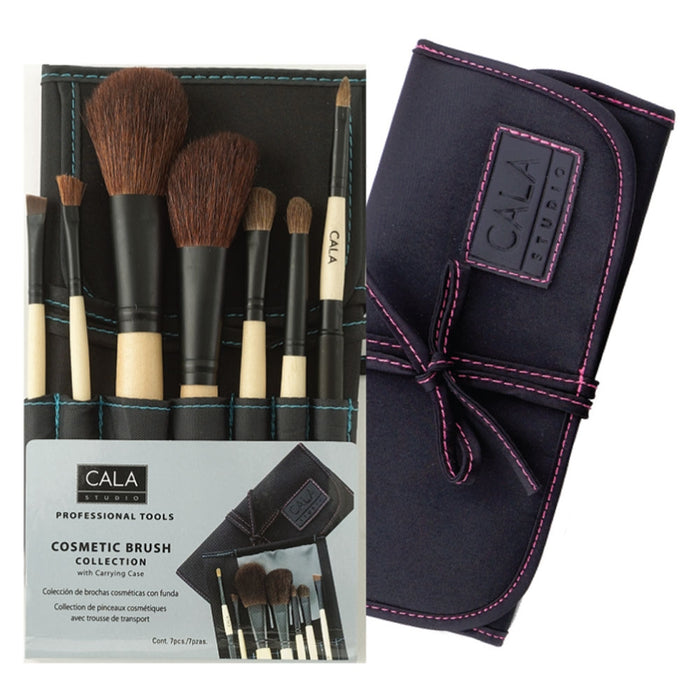 Cala 7 Piece Cosmetic Brush Collection with Black Pouch