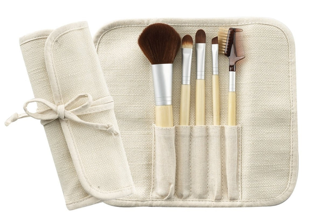 Cala Bamboo Brush Set with Fabric Pouch 5 Piece