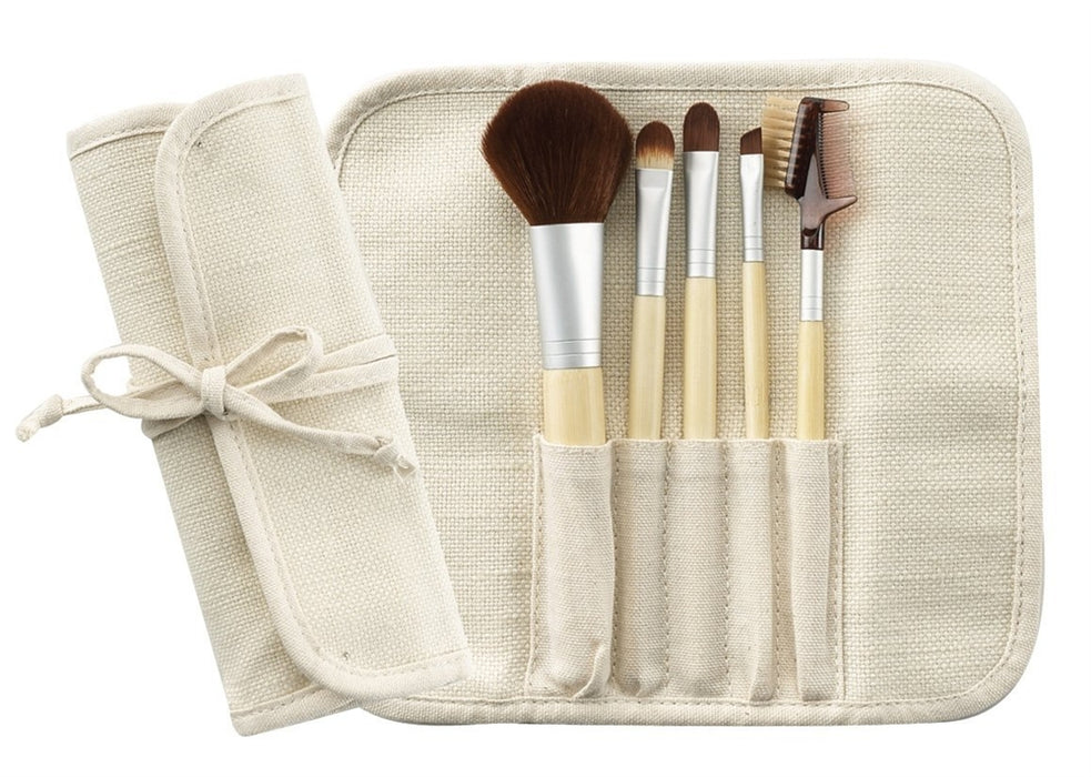Bamboo Brush Set with Fabric Pouch 5 Piece by Cala